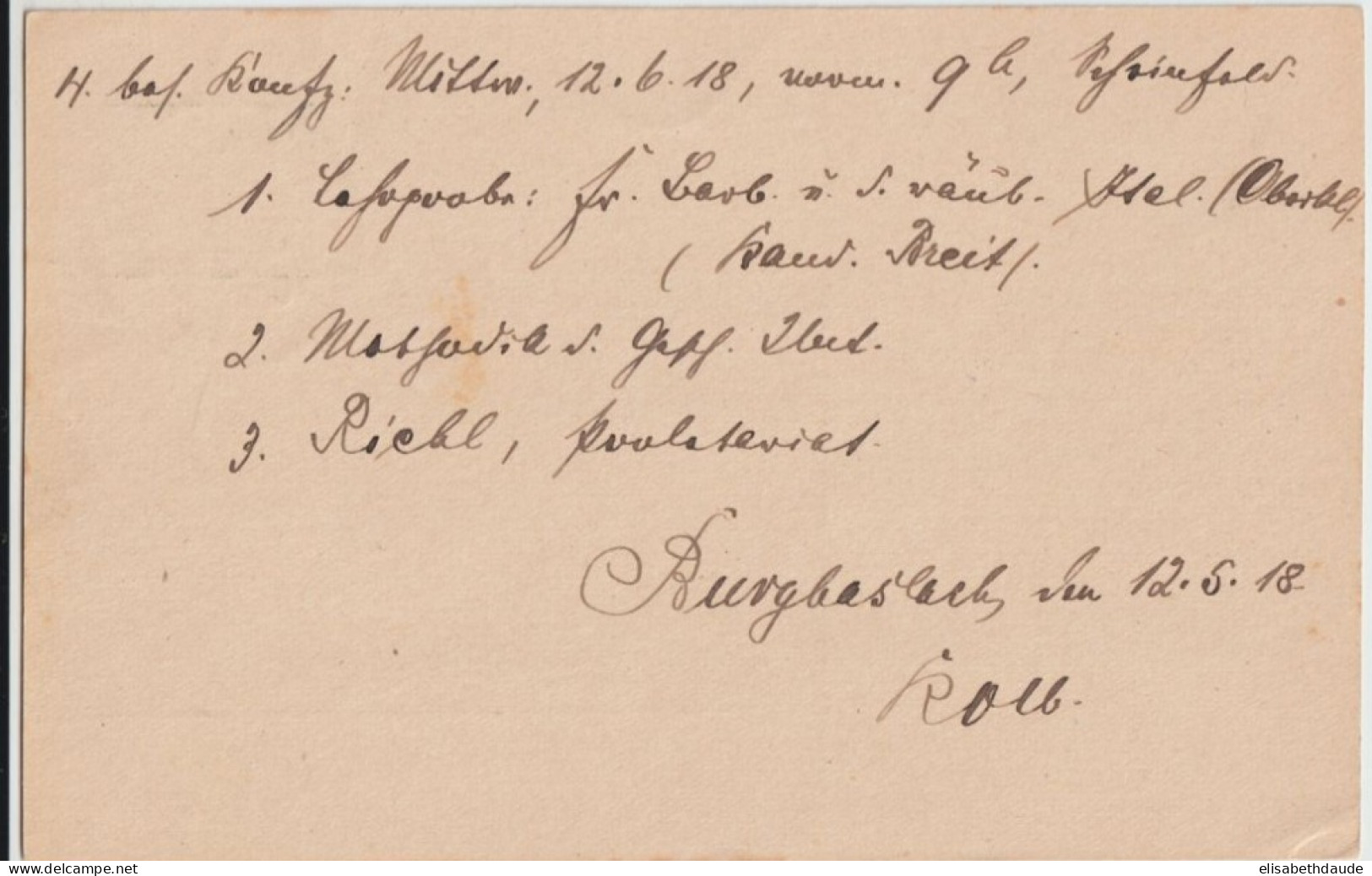 1868 - BAYERN - CP ENTIER POSTAL De SERVICE - DIENSTMARKE ! De BURGHASLACH ! => SCHEINFELD - Ganzsachen