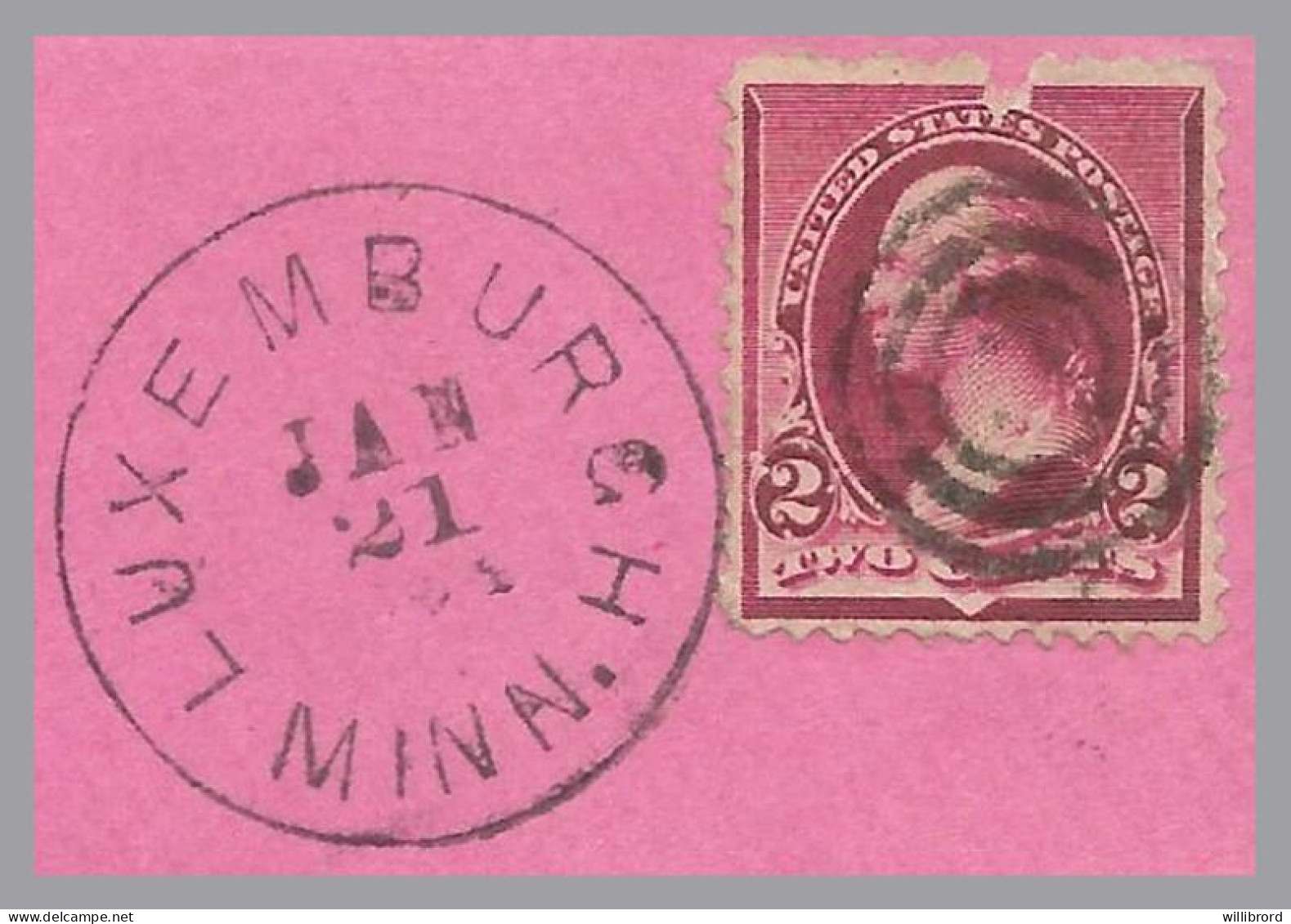 LUXEMBOURG - 1895 LUXEMBURGH MINN Duplex Cancel On 2c Washington Banknote To Dayton, Ohio - Sonstige & Ohne Zuordnung