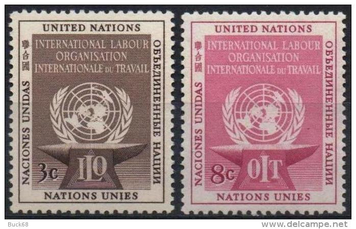 ONU UNO NEW YORK ** MNH Poste  27 Et 28  Organisation Travail Labour OIT ILO - Unused Stamps