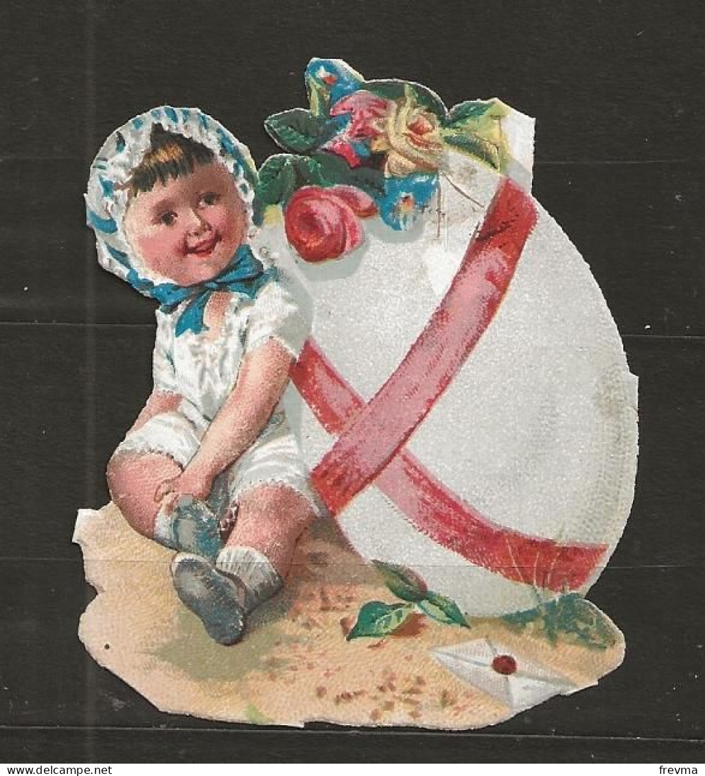 Découpis Gaufrée Oeuf De Paques Année 1900 - Easter