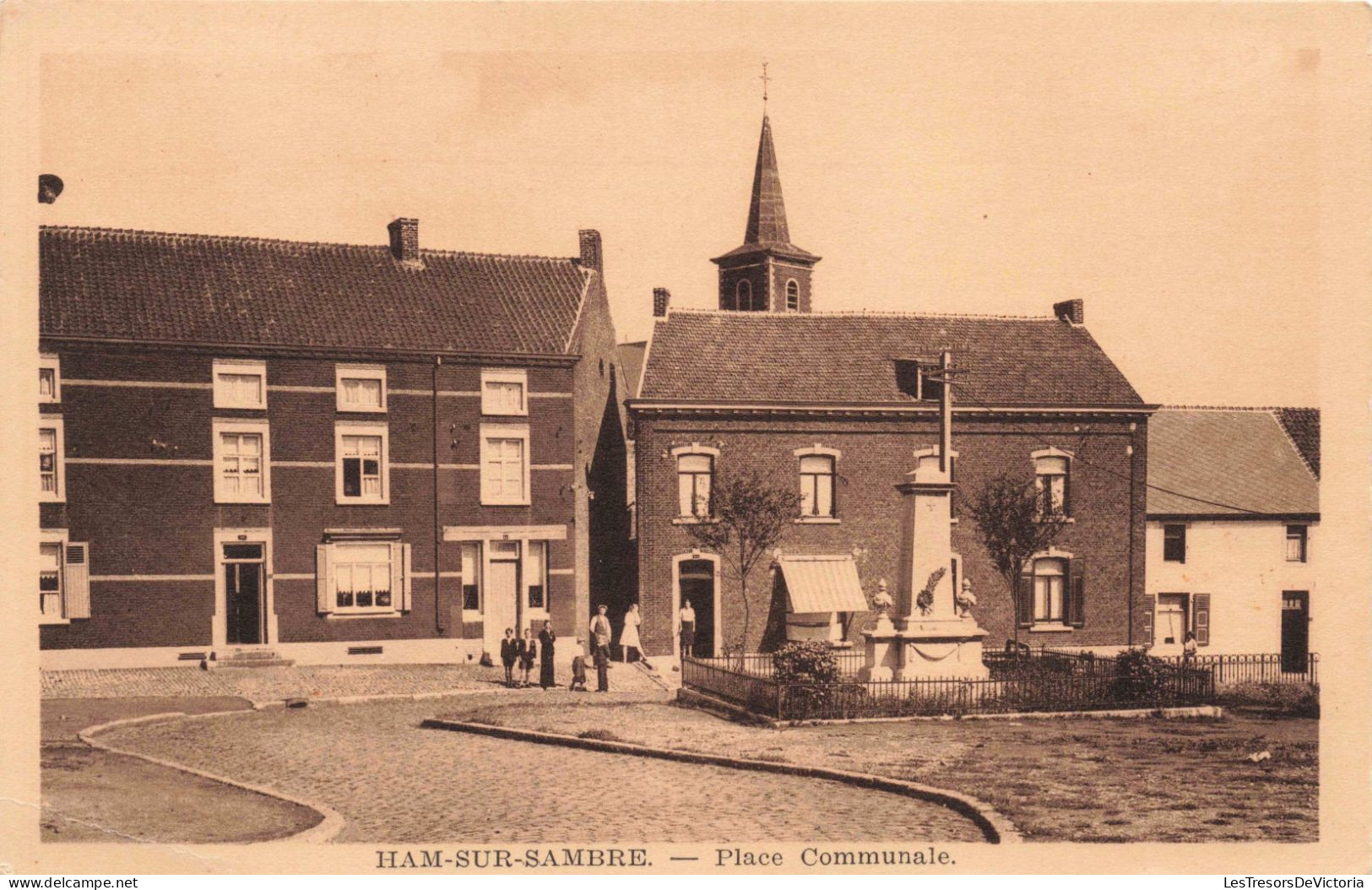 BELGIQUE - Ham-sur-Sambre - Place Communale - Animé - Carte Postale Ancienne - Jemeppe-sur-Sambre