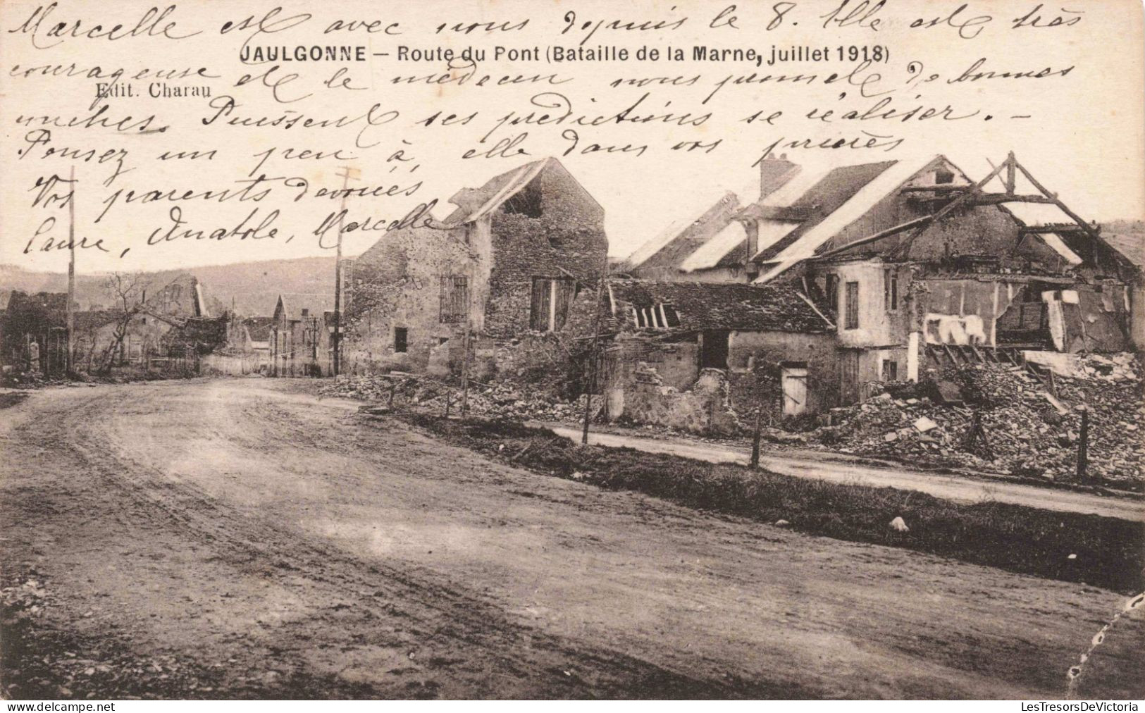 FRANCE - Château Thierry - Jaulgonne - Route Du Pont (Bataille De La Marne, Juillet 1918) - Carte Postale Ancienne - Chateau Thierry