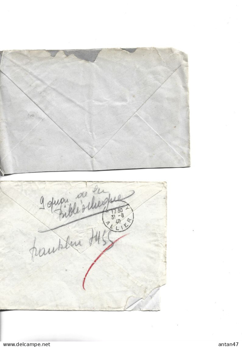 2 Enveloppes 1940-41 / 03 VICHY / GUIENNOT /Timbre Iris / Oblitération 03 CERILLY 66 St LAURENT DE LA SALANQUE - 1939-44 Iris