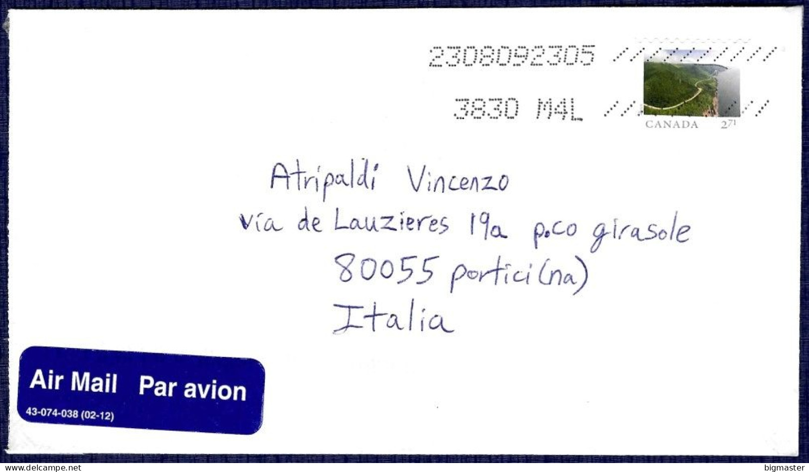 Canada POSTA AEREA TO ITALY Cabot Trail, Cape Breton Island, Nova Scotia - Airmail