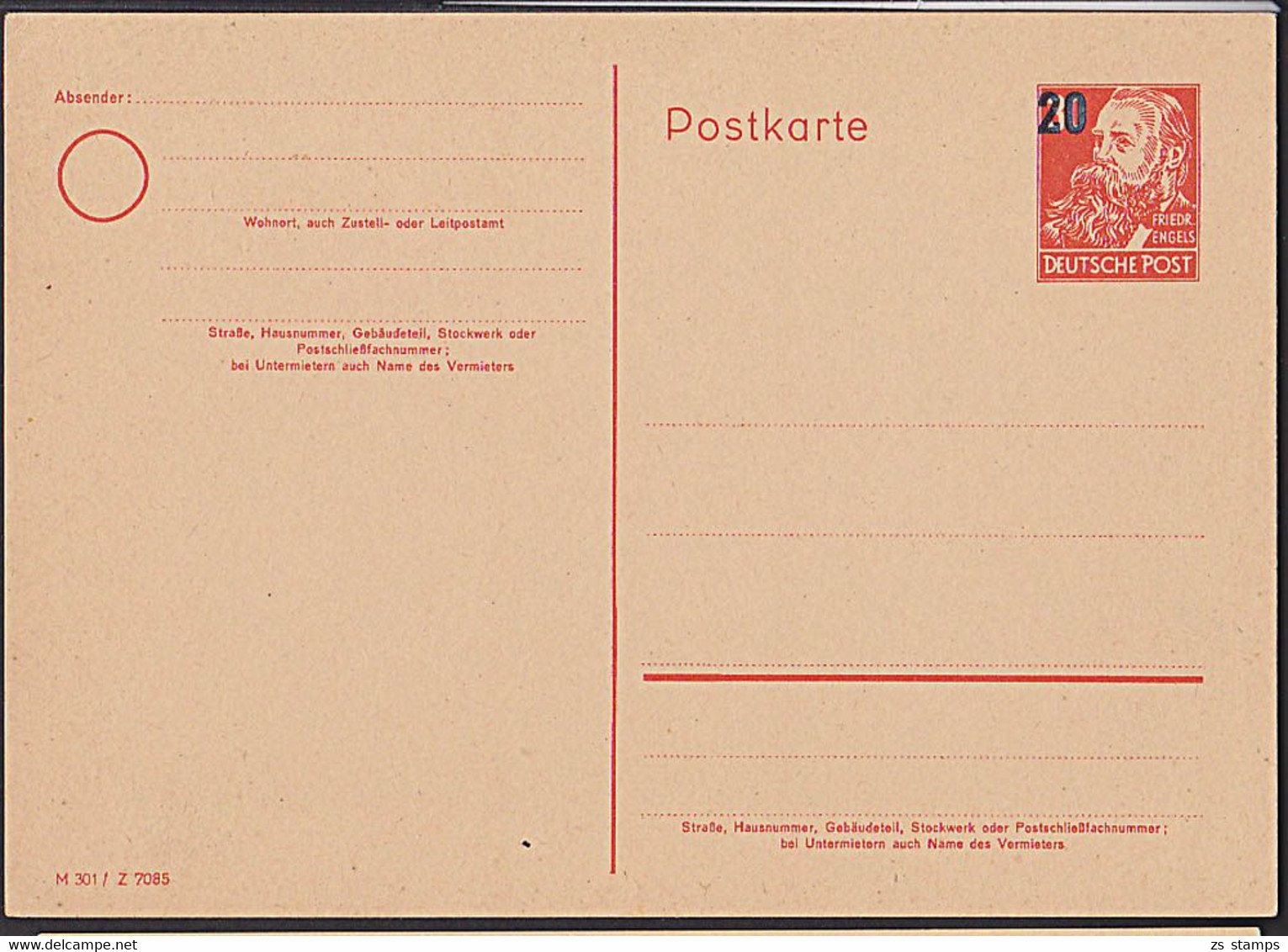 DDR P42/02 20 Auf 30 Pfg. Friedrich Engels GA-Karte Ungebraucht - Cartes Postales - Neuves