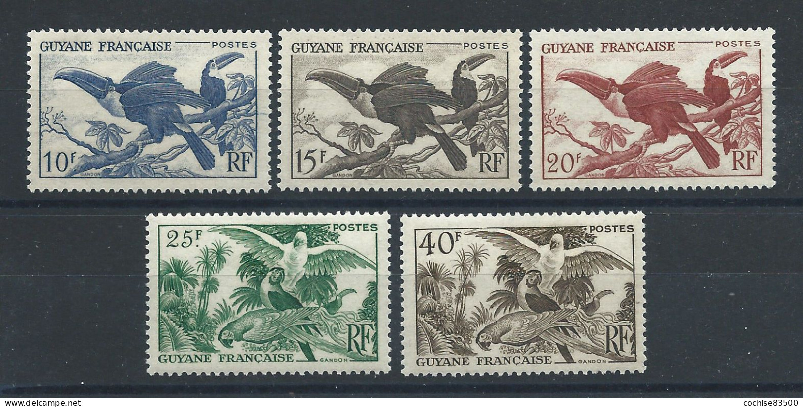 Guyane N°213/17*/(*) (MH Et MNG) 1947 - Oiseaux "Toucans Et Aras" - Neufs