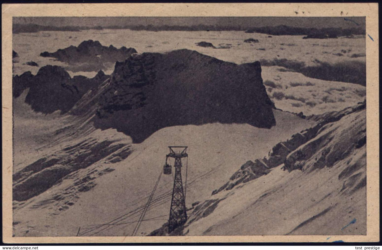 GARMISCH-PARTENK.2/ A/ Olympiaort..Wintersportplatz 1948 (20.2.) MWSt = Zugspitze (mit Olympia-Ringen) + Grüner HdN: BAY - Ohne Zuordnung