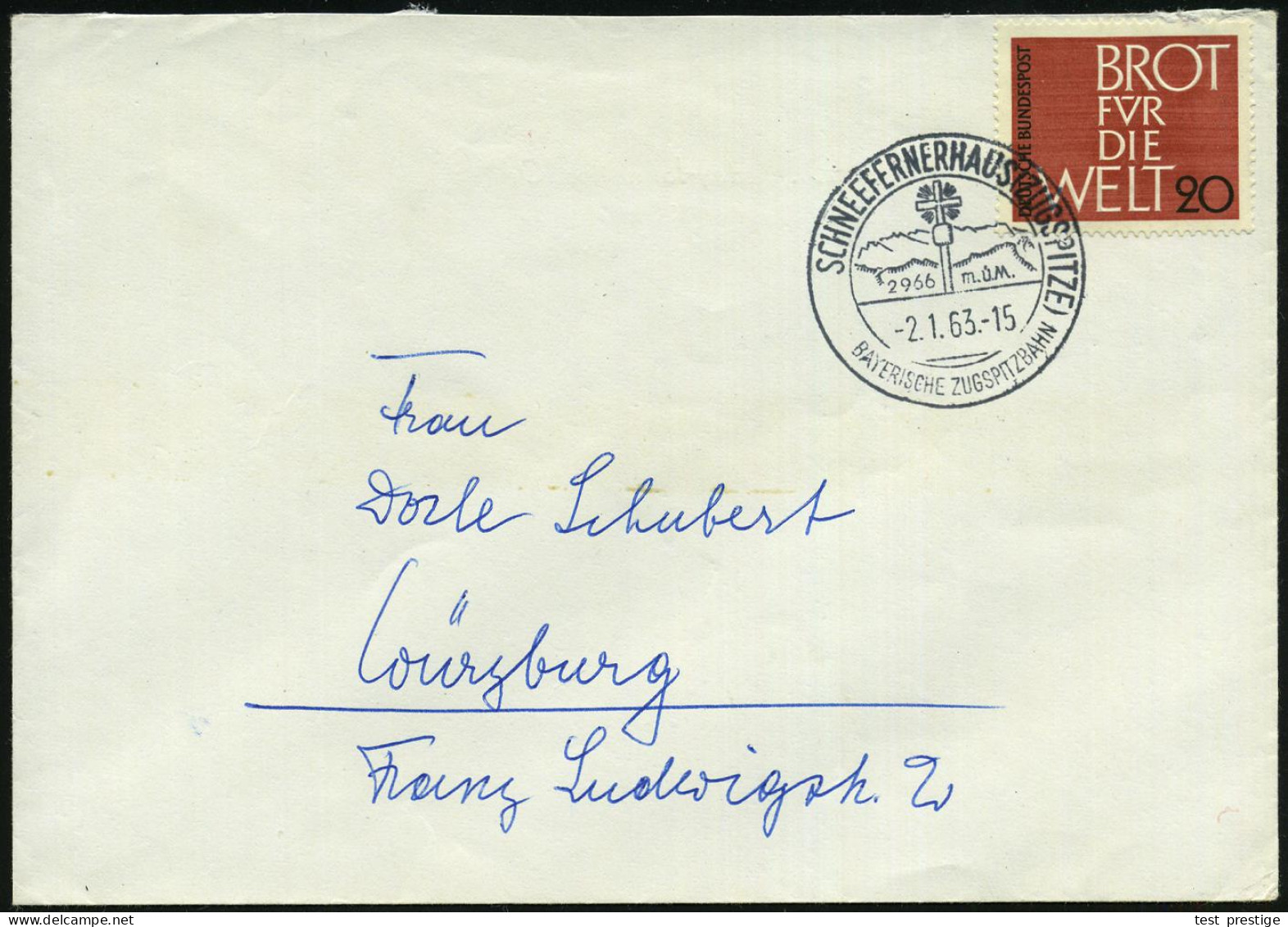 SCHNEEFERNERHAUS (ZUGSPITZE)/ BAYER.ZUGSPITZBAHN 1963 (2.1.) Seltener, Aptierter HWSt (Gipfelkreuz) = Alte PLGZ Entfernt - Unclassified