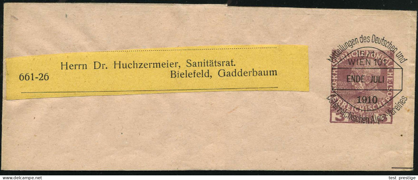 ÖSTERREICH 1910 (ENDE JULI) Privat-Zeitungs-SB 3 H. KFJ-Jub. Mit VE: Mitteilungen Des Deutschen U.Österr.Alpen-Vereines  - Ohne Zuordnung