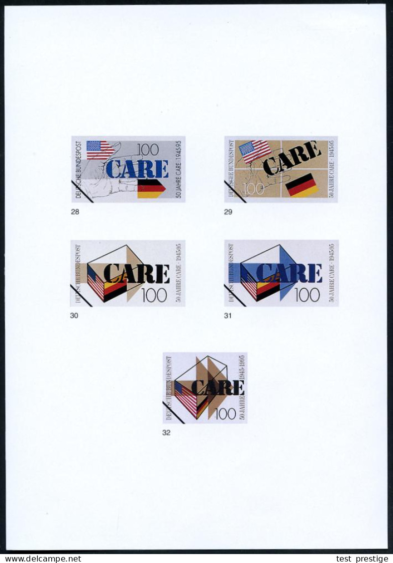 B.R.D. 1995 (Sept.) 100 Pf. "50 Jahre CARE", 32 Verschied. Alternativ-Color-Entwürfe Der Bundesdruckerei (50 Jahre Hilfs - Autres & Non Classés