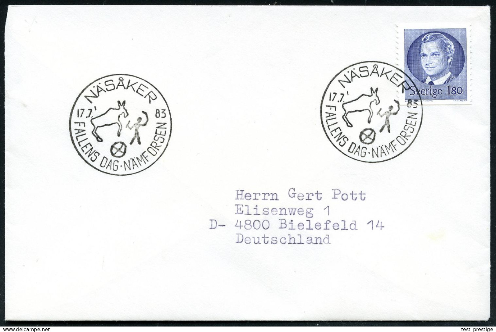 SCHWEDEN 1985 (17.7.) SSt.: NÄSÄKER/FALLENS DAG NÄMF ORSEN = Prähistor. Felszeichnung, Hämstromgebiet (Mensch Jagd Elch, - Prehistoria