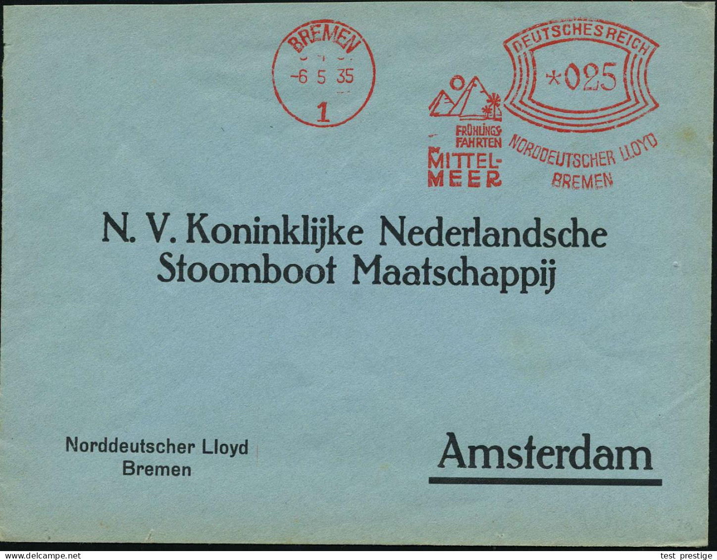 BREMEN / 1/ FRÜHLINGS-/ FAHRTEN/ MITTEL-/ MEER/ NDL.. 1935 (6.5.) Aptierter AFS 25 Pf. = Pyramiden Von Gizeh (Zahl "3" ( - Egyptology