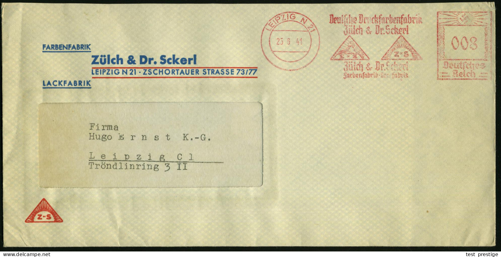 LEIPZIG N21/ Deutsche Druckfarbenfabrik/ Zülch & Dr.Scherl.. 1941 (25.6.) AFS = Sphinx U. Sonne) Dekorativer Firmen-Orts - Egiptología