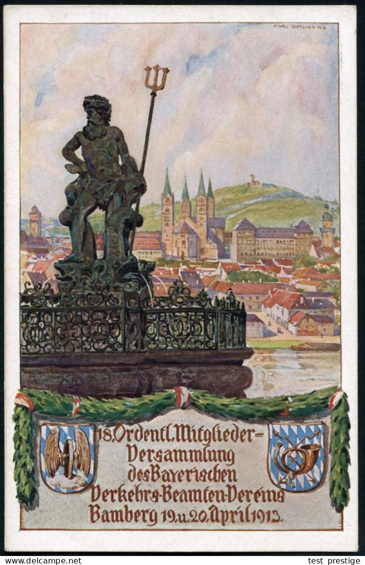 Bamberg/ 18. Verkehrs-Beamten-Vers. 1913 (Apr.) PP 5 Pf.Luitpold, Grün 18. Ordentl. Versammlung Des Bayer. Verkehrs-Beam - Mythologie