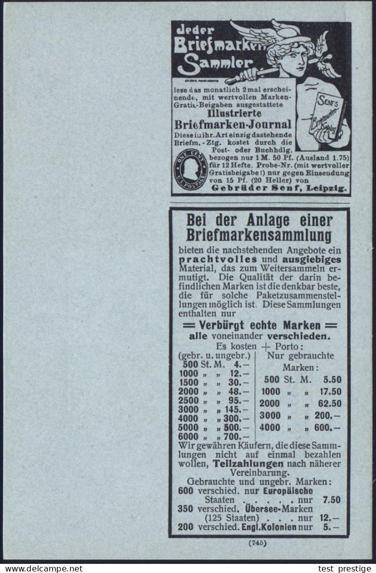 Leipzig 1904 Reklame-PP 3 Pf./2 Pf. Germania: Gebr. Senf.. =  M E R K U R  Mit Merkurstab U. Flügelhut (und Senf-Katalog - Mitología