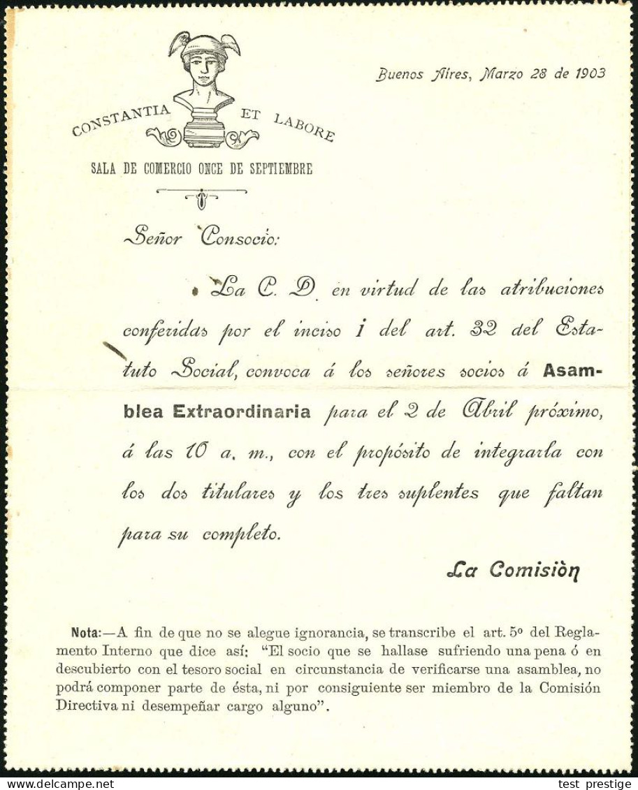 ARGENTINIEN 1903 (28.3.) 4 C. Libertas Kartenbf., , Orangerot , Innen Amtl. Dienst-Zudruck: CONSTANTIA ET LABORE = Merku - Mitología