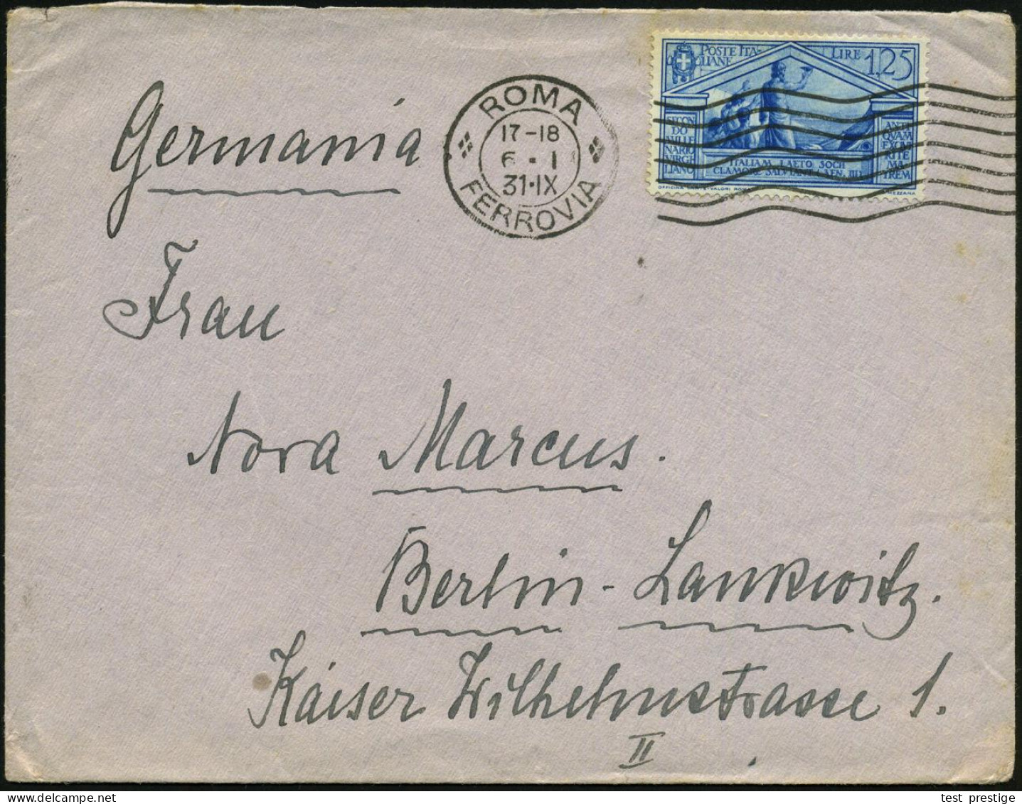 ITALIEN 1931 (6.1.) 1,25 L. "2000. Geburtstag Von Vergil", EF = Äneas Sichtet Italien , Klar Gest. Ausl.-Bf. (rs. Fehlt  - Archäologie