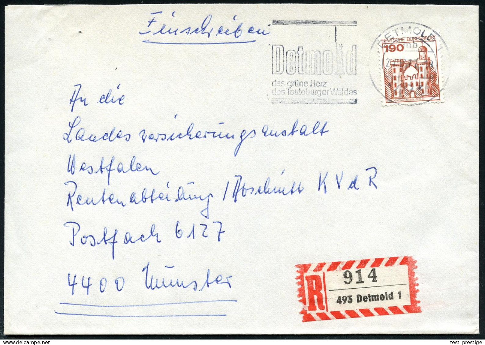 493 DETMOLD 1/ Mb/ Das Grüne Herz/ D.Teutoburger Waldes 1977 (27.12.) MWSt = Hermanns-Denkmal (= Varus-Schlacht 9 N. Chr - Archäologie