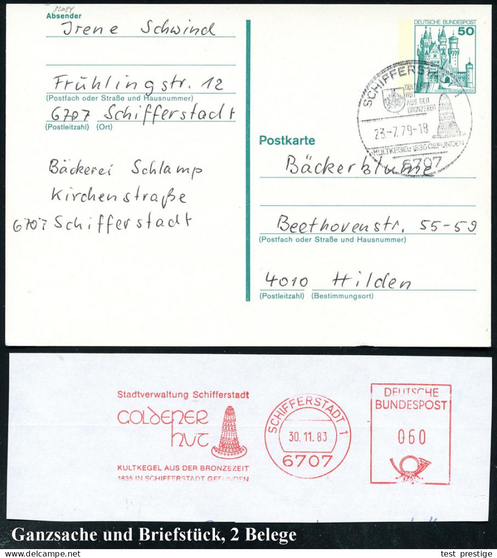 66707 SCHIFFERSTADT 1/ GOLDENER/ HUT../ KULTKEGEL AUS DER BRONZEZEIT 1979/83 HWSt  ("Goldener Hut")  U N D  Motivgl. AFS - Arqueología