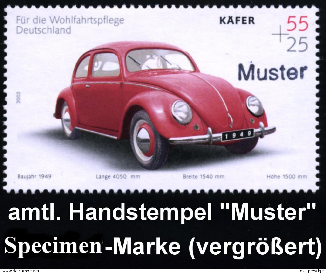 B.R.D. 2002 (Dez.) Oldtimer, Wofa-Satz Kompl., Je Mit Amtl. Handstempel  "M U S T E R"  = BMW "Isetta", Trabant P 50, Me - Cars