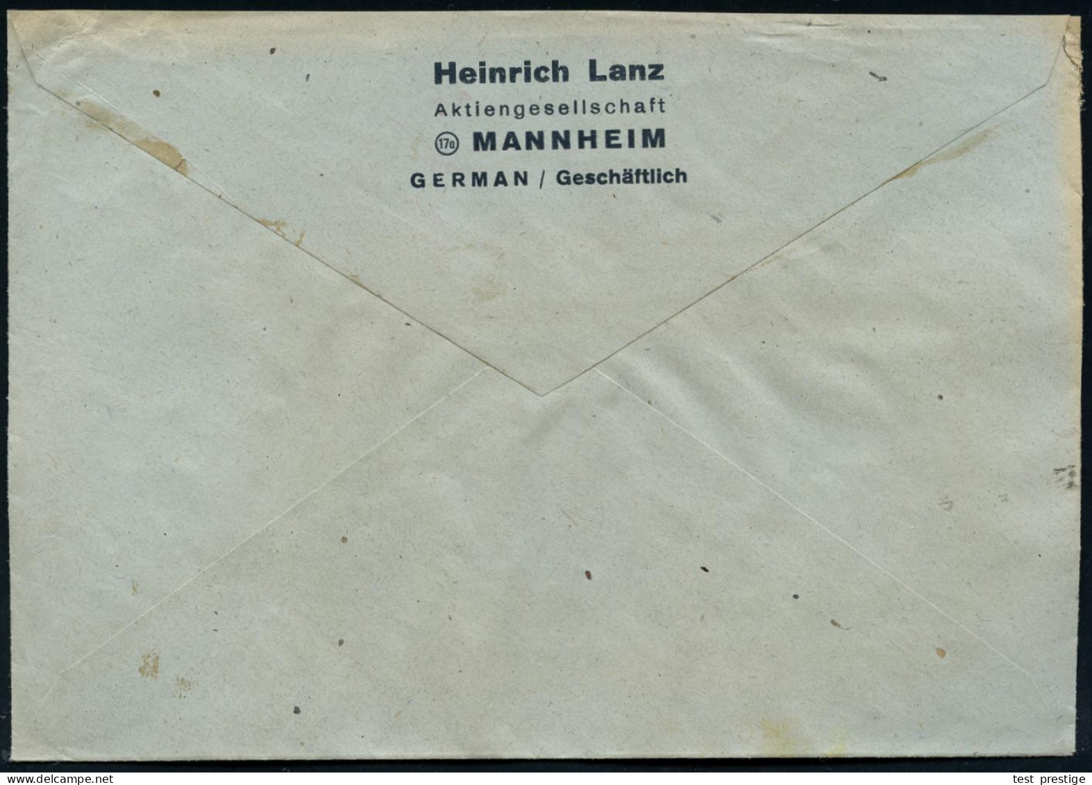 (17a) MANNHEIM 1/ LANZ 1946 (20.7.) Aptierter AFS Francotyp "Reichsadler" = Entfernt = Notmaßnahme! (Firmen-Logo) Rs. Ab - Voitures