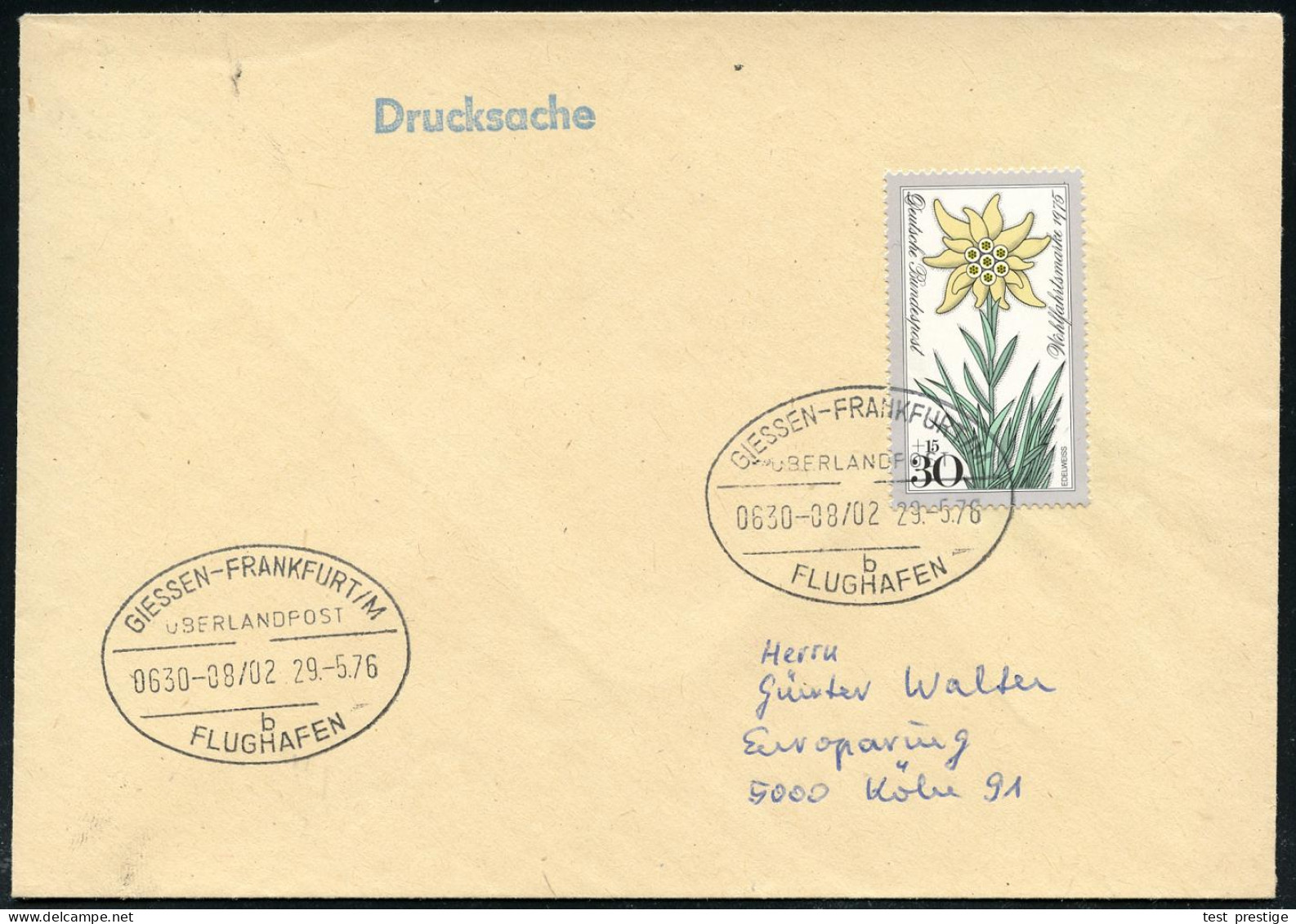 GIESSEN-FRANKFURT/ M/ ÜBERLANDPOST/ 0630-08/ 02/ B/ FLUGHAFEN 1976 (29.5.) Oval-St. = Mobiles Postamt Im Überland-Postom - Cars