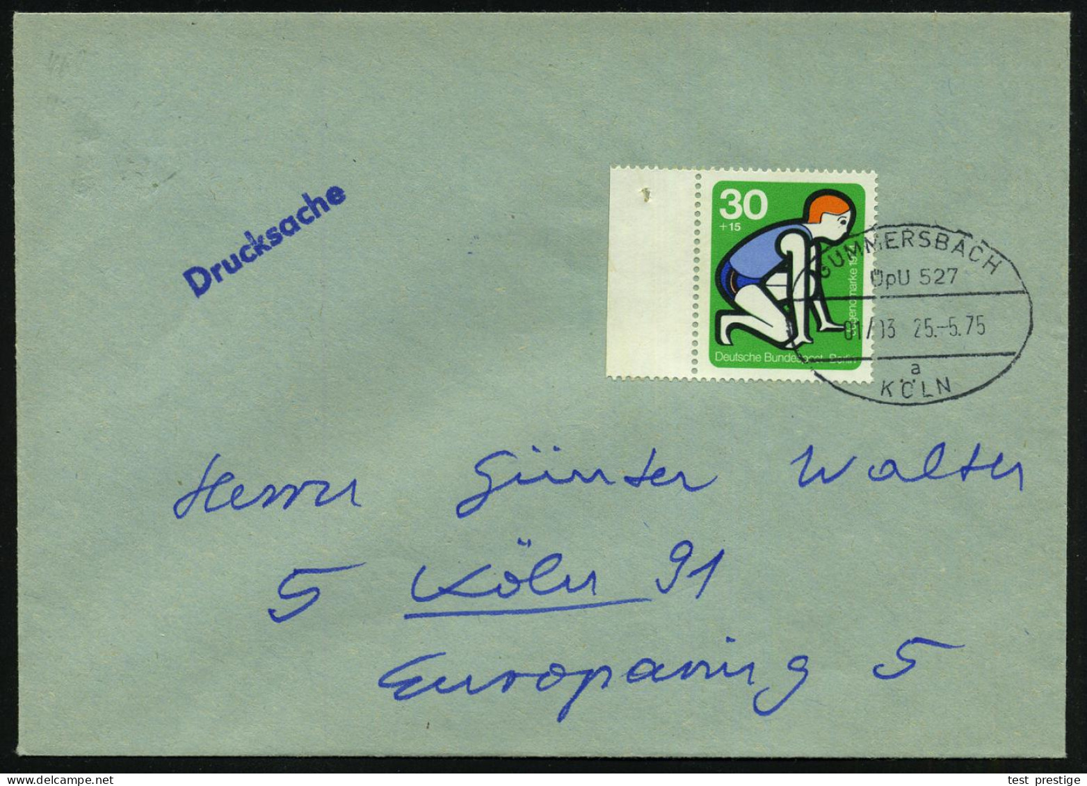 GUMMERSBACH/ ÜpU 527/ 01/ 03/ A/ KÖLN 1975 (25.5.) Oval-Steg = Mobiles Postamt Im Überland-Postomnibus , Klar Gest. Inl. - Voitures