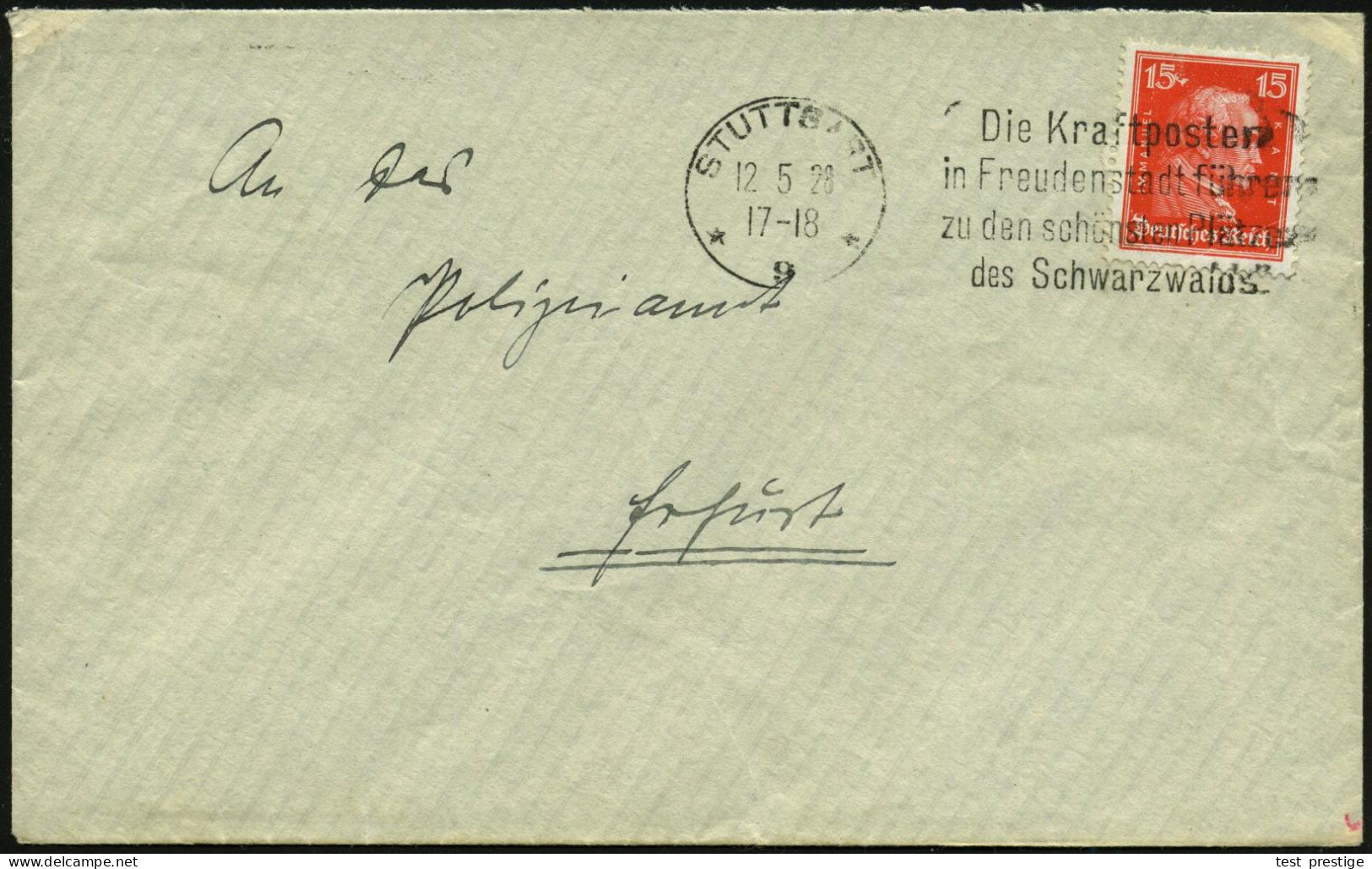 STUTTGART/ *9*/ Die Kraftposten/ In Freudenstadt Führen/ Zu D.schönsten Plätzen/ D.Schwarzwalds 1929 (12.5.) MWSt, Text  - Autos