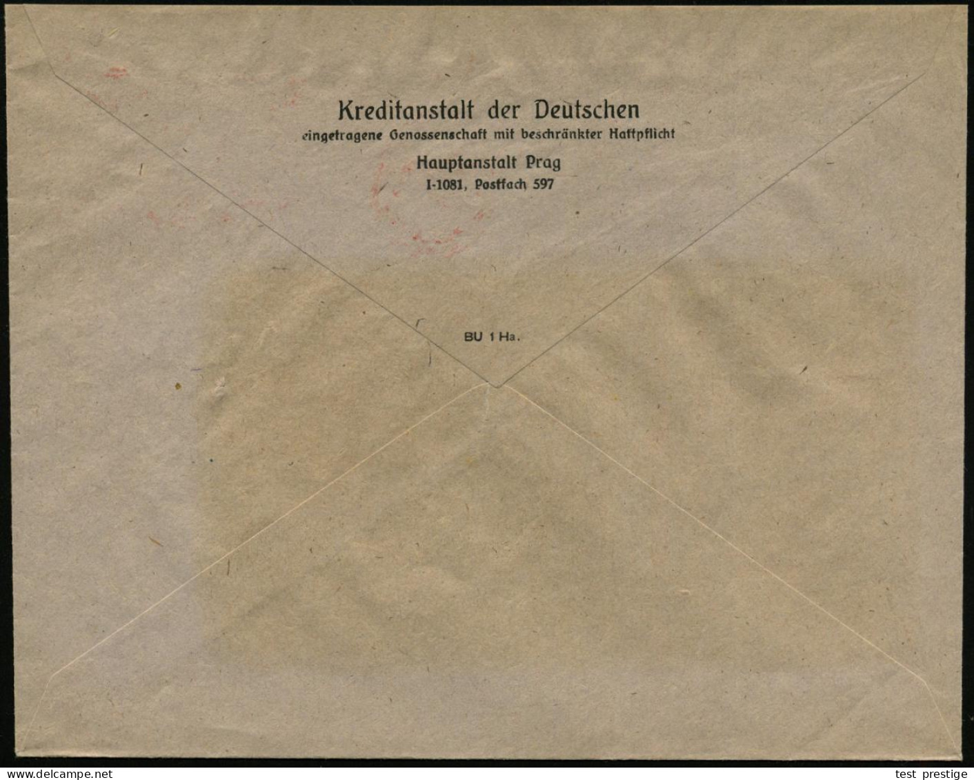 BÖHMEN & MÄHREN 1943 (8.4.) AFS Francotyp: PRAG 1/PRAHA 1/K D D (= Kreditanstalt D(er) Deutschen) = Genossenschaftsbank, - Sonstige