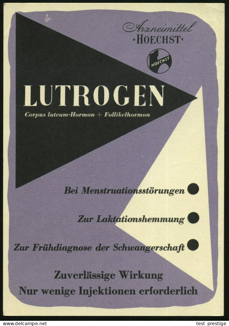 (16) FRANKFURT (MAIN)-HÖCHST 1/ Arzneimittel/ HOECHST 1953 (7.9.) Seltener AFS Francotyp = Verkürzte C-Type Auf Zweifarb - Chimie