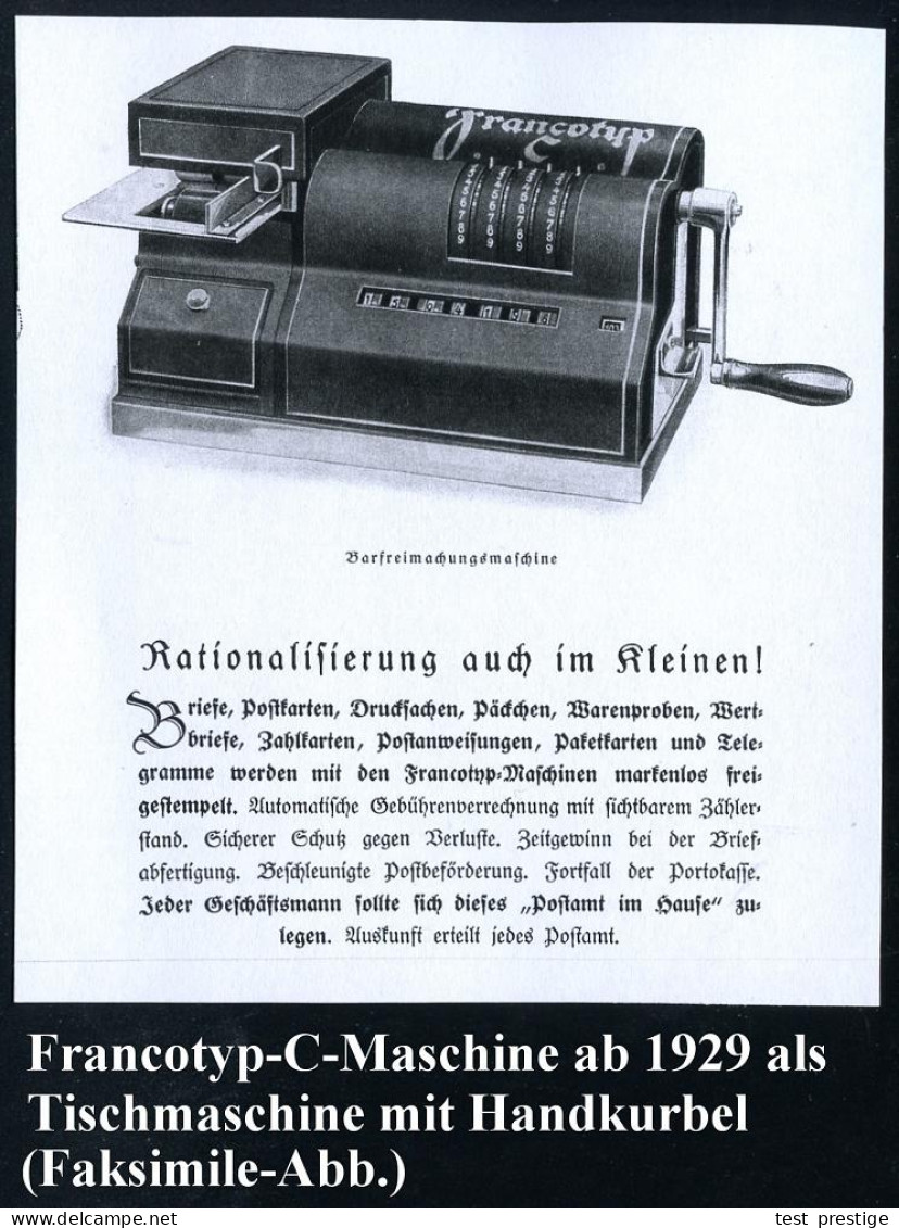HAMBURG/ 1/ IMi/ Zum Spülen U.Reinigen 1931 (4.11.) AFS-Musterabdruck Francotyp "Mäanderrechteck" Glasklar Auf Francotyp - Chimie