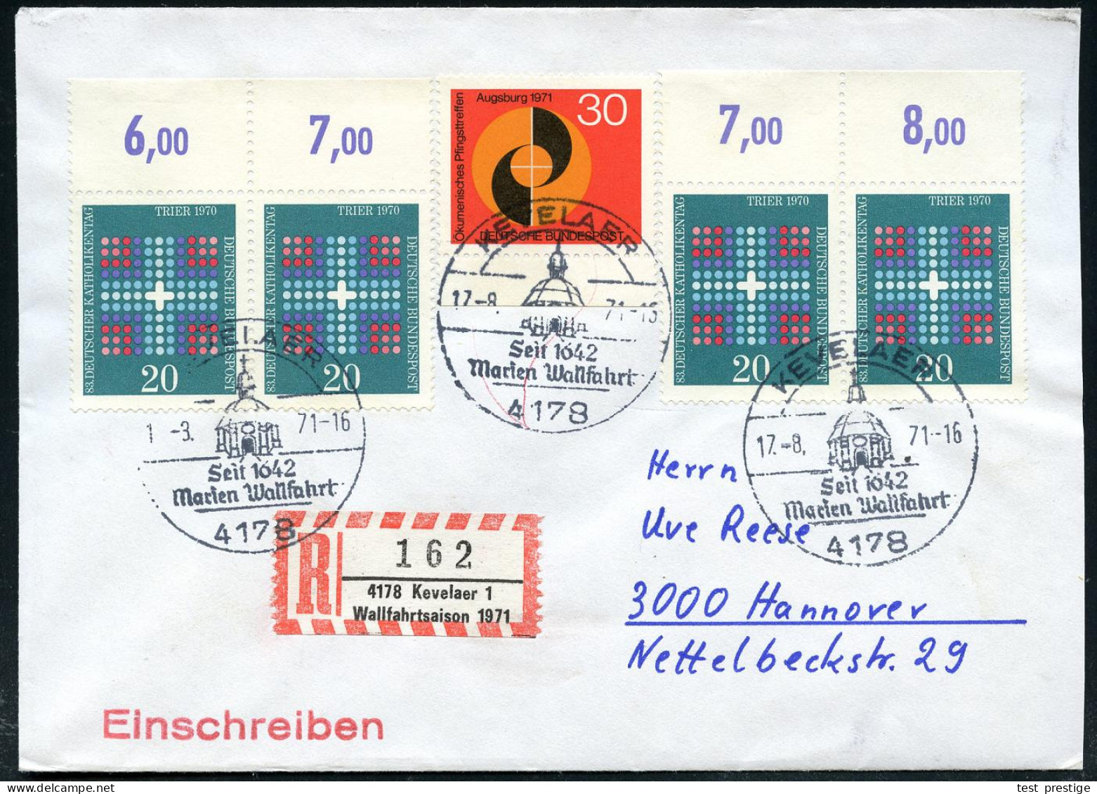 4178 KEVELAER/ Seit 1642/ Marien Wallfahrt 1971 (17.8.) SSt = Wallfahrts-Kapelle + Sonder-RZ: 4178 Kevelaer 1/ Wallfahrt - Christianisme