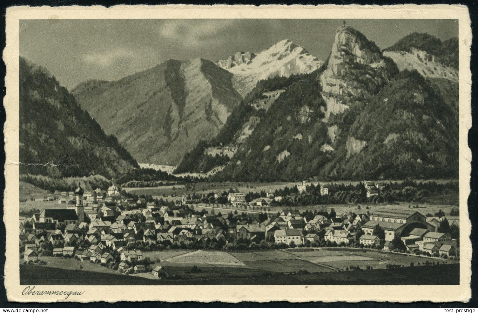 OBERAMMERGAU/ ***/ PASSIONSSPIELE/ ...1930/ OBERAMMERGAU 1930 (3.9.) MWSt = Kreuz U. Schweißtuch , Klar Gest. Foto-Ak. M - Christianity