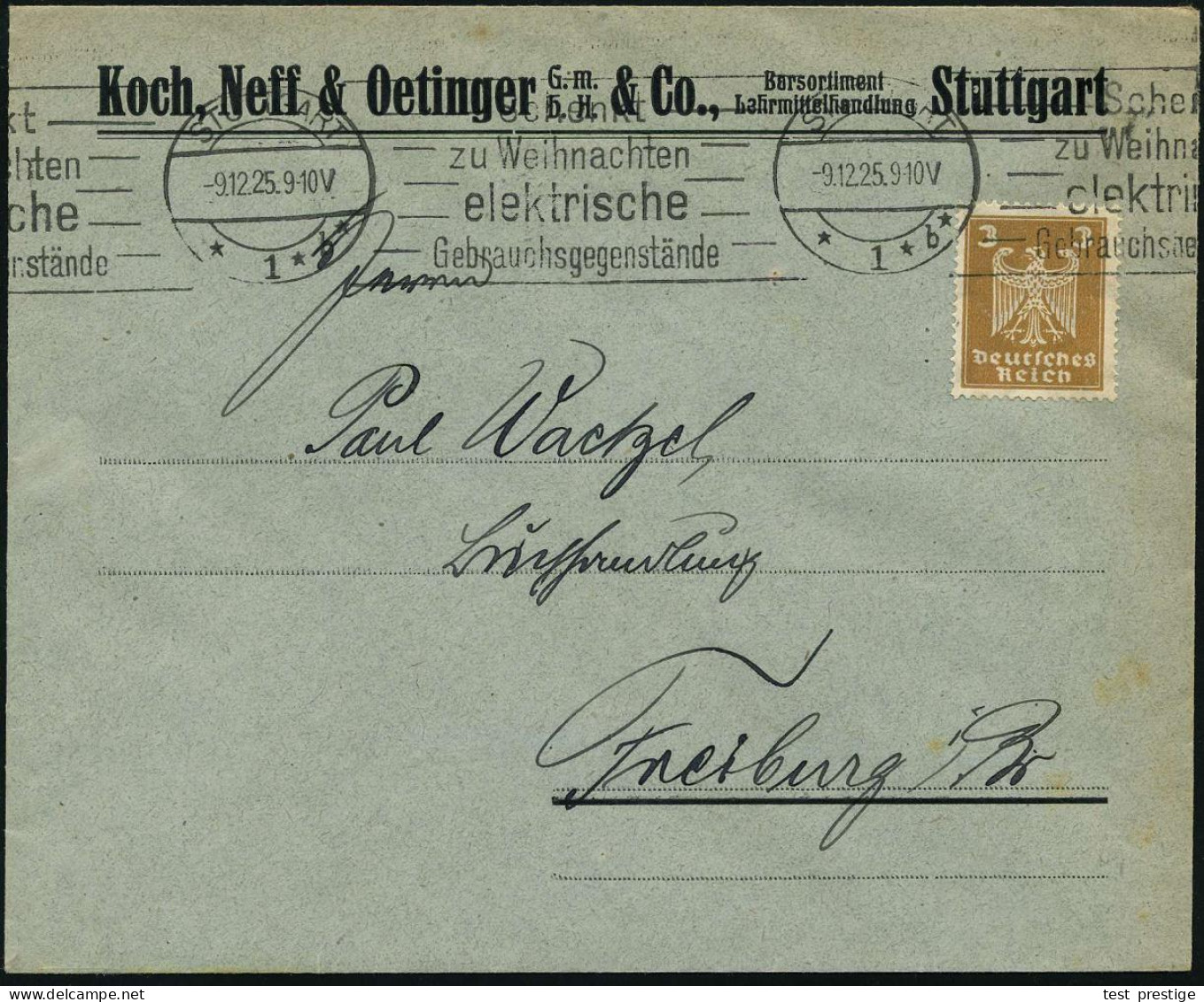 STUTTGART/ *1*b*/ Schenkt/ Zu Weihnachten/ Elektrische/ Gebrauchsgegenstände 1925 (9.12.) Seltener BdMWSt , Klar Gest. F - Navidad