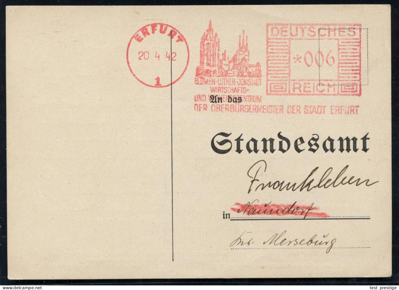 ERFURT/ 1/ BLUMEN-LUTHER-DOMSTADT/ ..DER OBERBÜRGERMEISTER 1939 (1.6.) AFS Francotyp = Dom (Marienkirche) U. Severikirch - Cristianismo