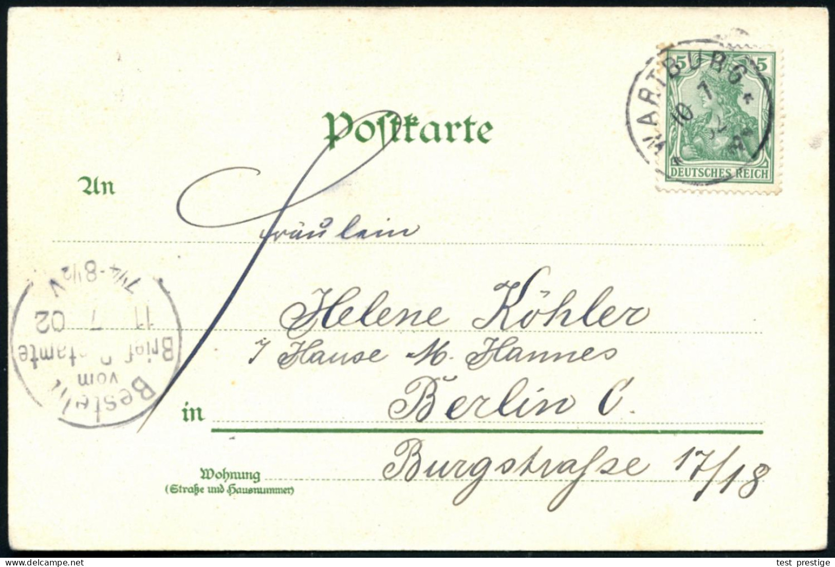 WARTBURG/ ** 1900 (10.7.) 1K = Hauspostamt Wartburg = Wirkungsstätte Von Luther, Hl. Elisabeth Etc., Klar Gest. Color-Li - Cristianismo