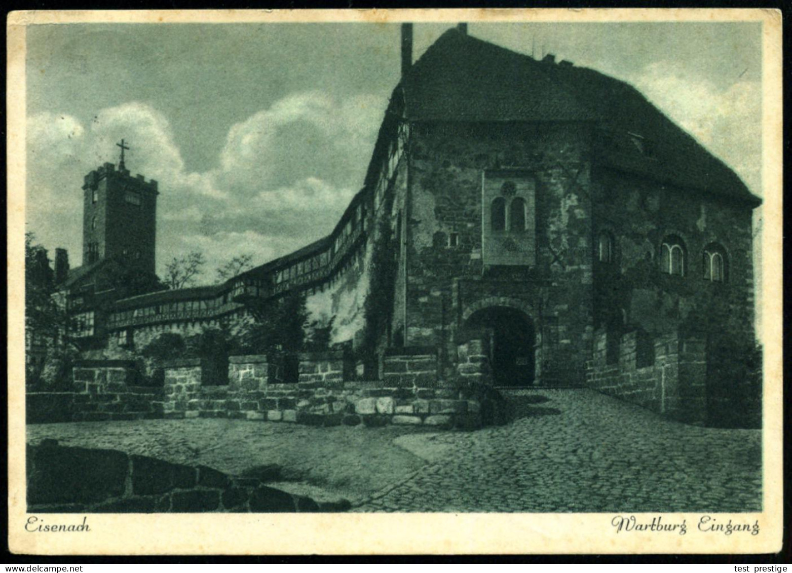 WARTBURG/ *** 1937 (30.6.) 1K-Brücke = Hauspostamt Wartburg Auf Monochromer Foto-Ak.: HOTEL AUF DER WARTBURG, Zweiggesch - Christentum