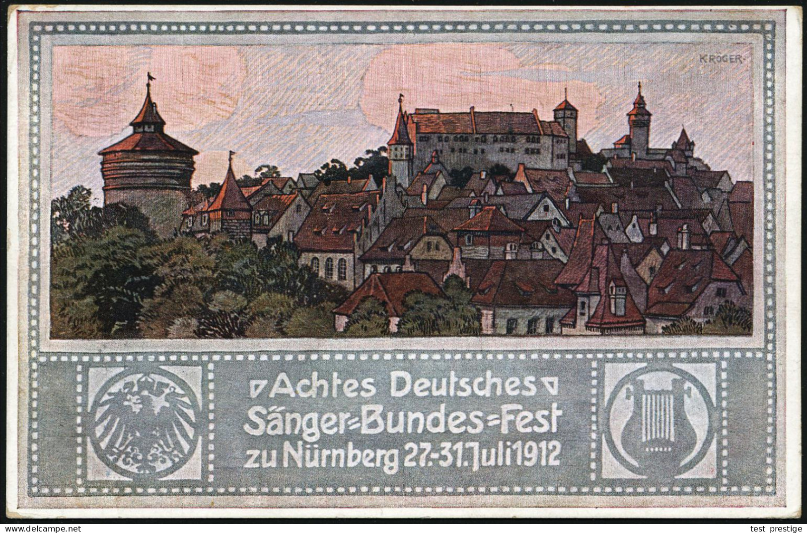 NÜRNBERG/ *2* 1912 (5.8.) Band-MaSt. Auf PP 5 Pf. Luitpold. Grün: VIII. Deutsches Sängerbundesfest = Alt-Nürnberg Mit Bu - Other & Unclassified