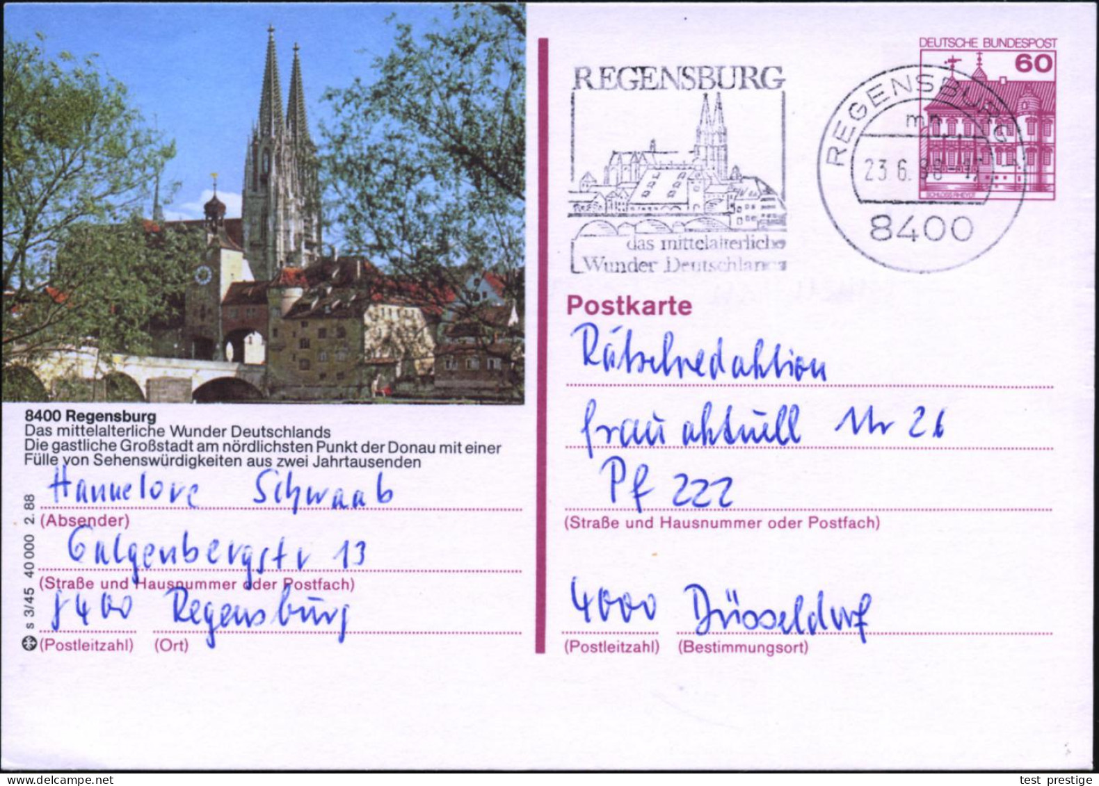 8400 REGENSBURG 1/ Mh/ Das Mittelalterliche/ Wunder.. 1983/88 MWSt = Dom U. Donau-Brücke, 3 Verschiedene Orts- U. Motivg - Sonstige & Ohne Zuordnung