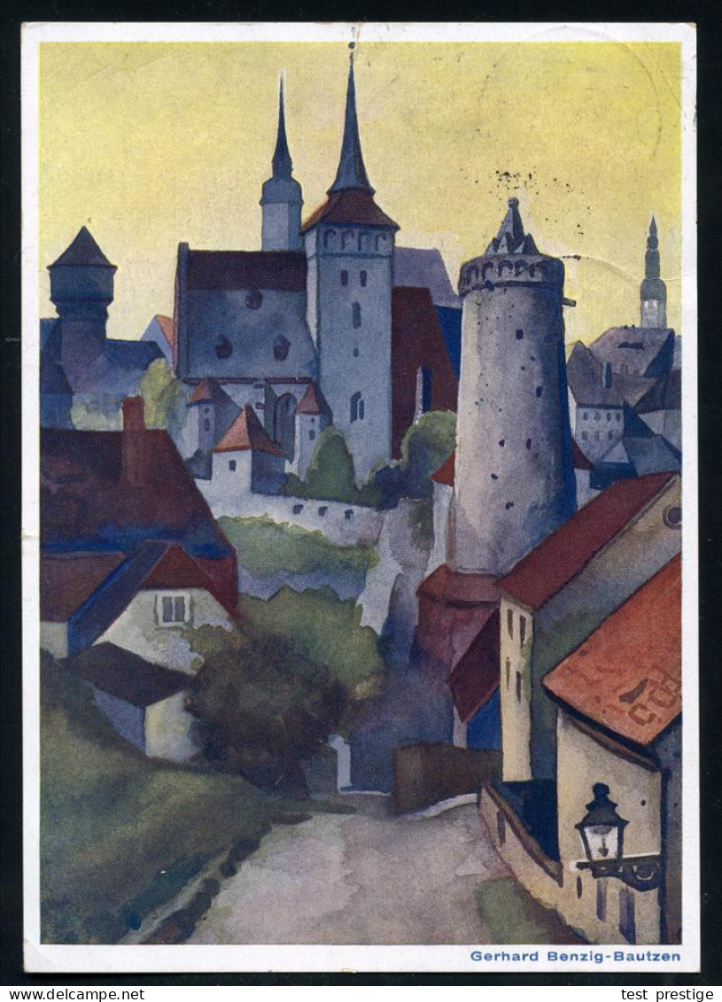 BAUTZEN/  JAHRTAUSENDFEIER 1933 (11.6.) Seltener SSt 2x Klar Auf Color-Jubil.-Künstler-Ak.: Bautzen Altstadt (Aquarell V - Autres & Non Classés