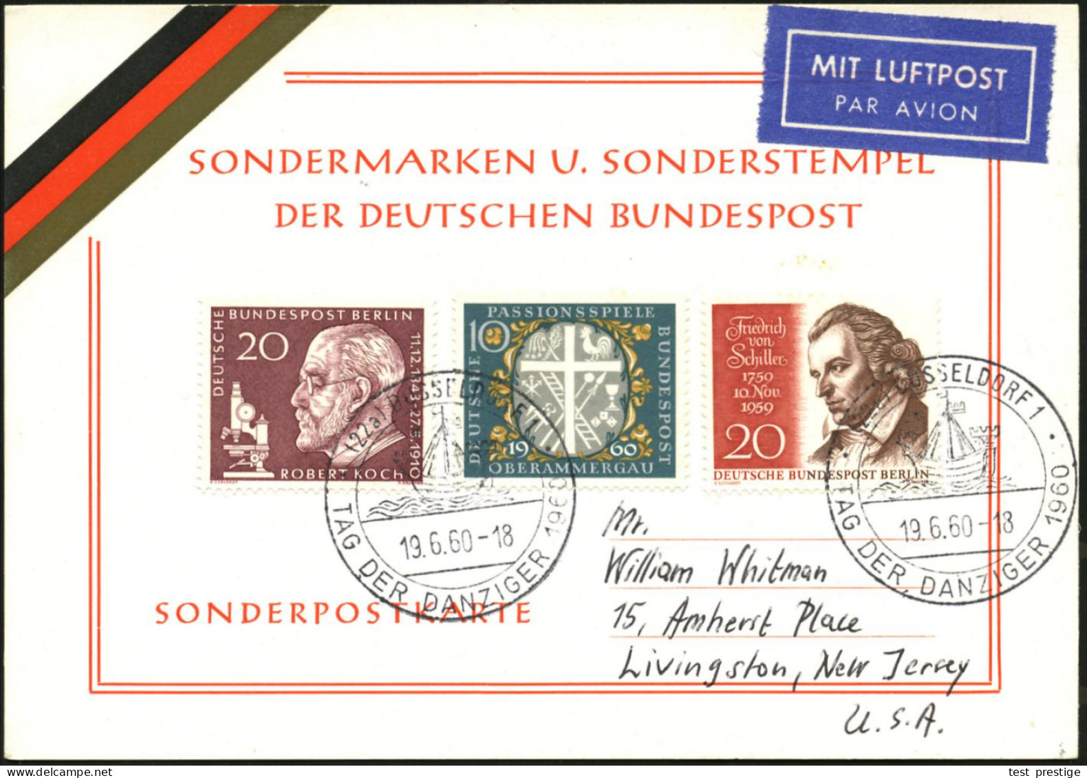 (22a) DÜSSELDORF 1/ TAG DER DANZIGER 1960 (19.6.) SSt = Hanse-Kogge (histor. Darstellung) 2x Klar Auf Übersee-Flp.-Kt.!  - Other & Unclassified