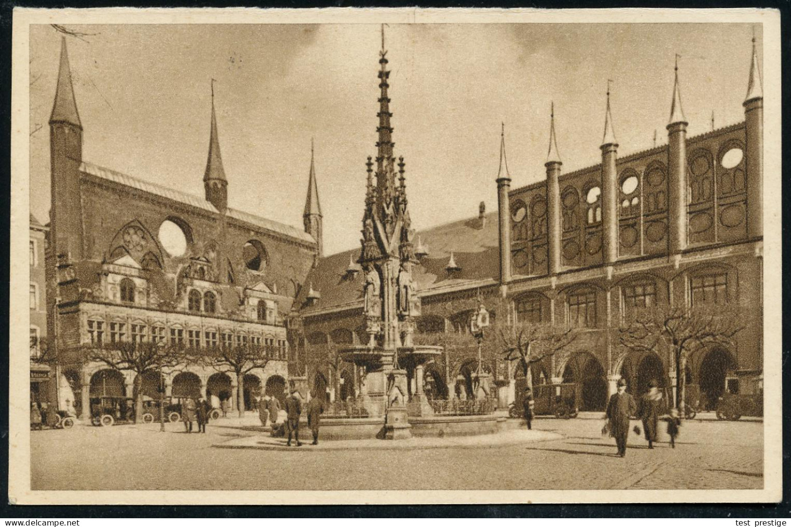 Lübeck 1936 (15.2.) 6 Pf. BiP WHW-Lotterie, Grün: Marktplatz U. Rathaus (Eizelkarte) Bedarf (gest In Oberlahnstein), Ort - Sonstige & Ohne Zuordnung