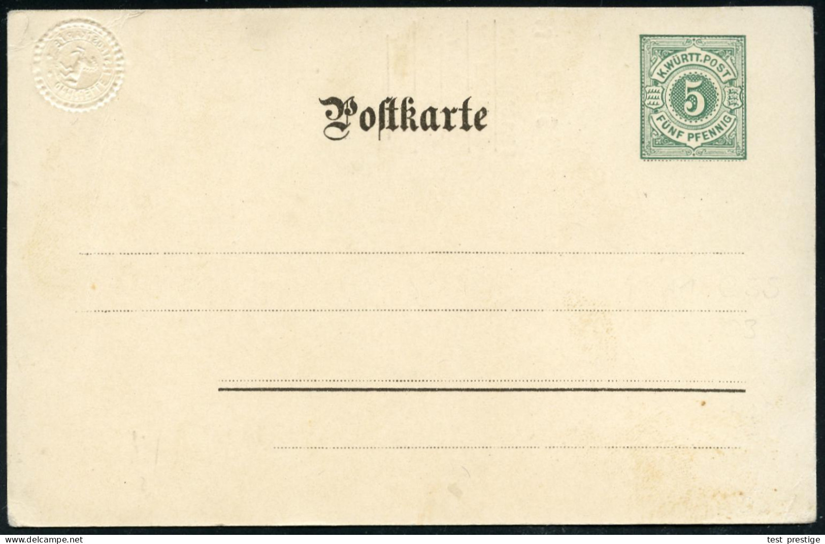 Stuttgart 1901 PP 5 Pf. Ziffer Grün: 400jähr. Jubiläum Der Schützengilde = Armbrustschütze U. Landsknecht-Gewehrschütze  - Autres & Non Classés