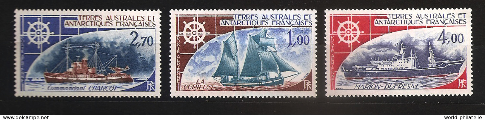 TAAF Terres Australes 1976 N° PA 44 / 6 ** Bateaux, La Curieuse, Ramona, Commandant Charcot, Avion Marion Dufresne Havre - Neufs