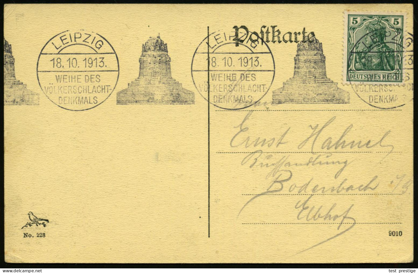 LEIPZIG/ WEIHE DES/ VÖLKERSCHL.DENKMALS 1913 (18.10.) Band-MWSt = Völkerschlacht-Denkmal , Klar Gest. Motivgl., Monochro - Napoléon