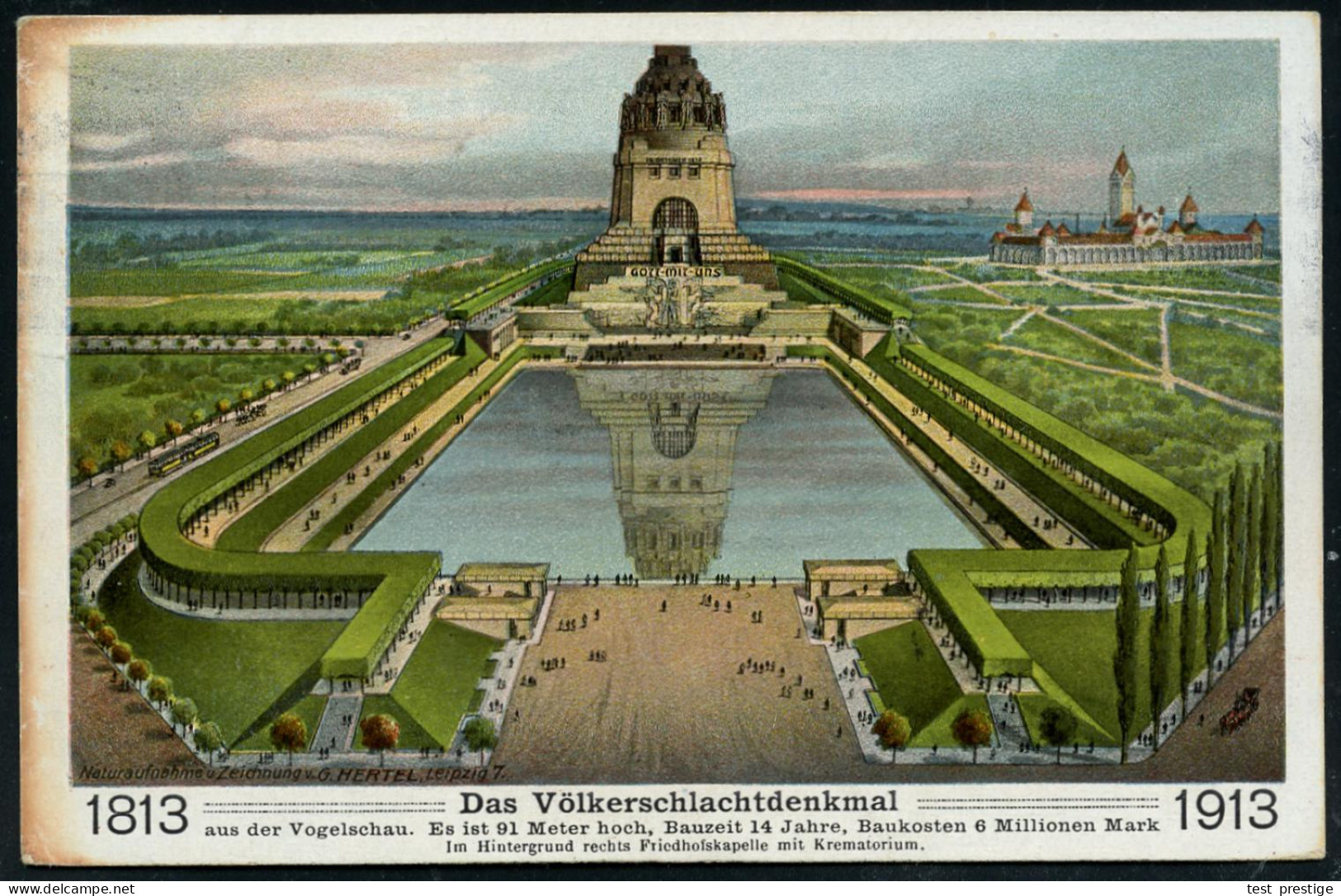 LEIPZIG/ WEIHE DES/ VÖLKERSCHLACHT/ DENKMALS 1913 (18.10.) Band-MWSt (Völkerschlacht-Denkmal) + SSt.: LEIPZIG/ INTERN. B - Napoleón
