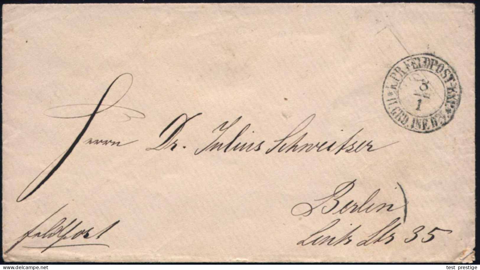 PREUSSEN 1871 (8.1.) Feldpost-2K: K.PR. FELDPOST-EXPED/*II. GRD. INF. DIV.* , Klar Gest. Feldpost-Bf. N. Berlin (rs. AS) - Andere & Zonder Classificatie