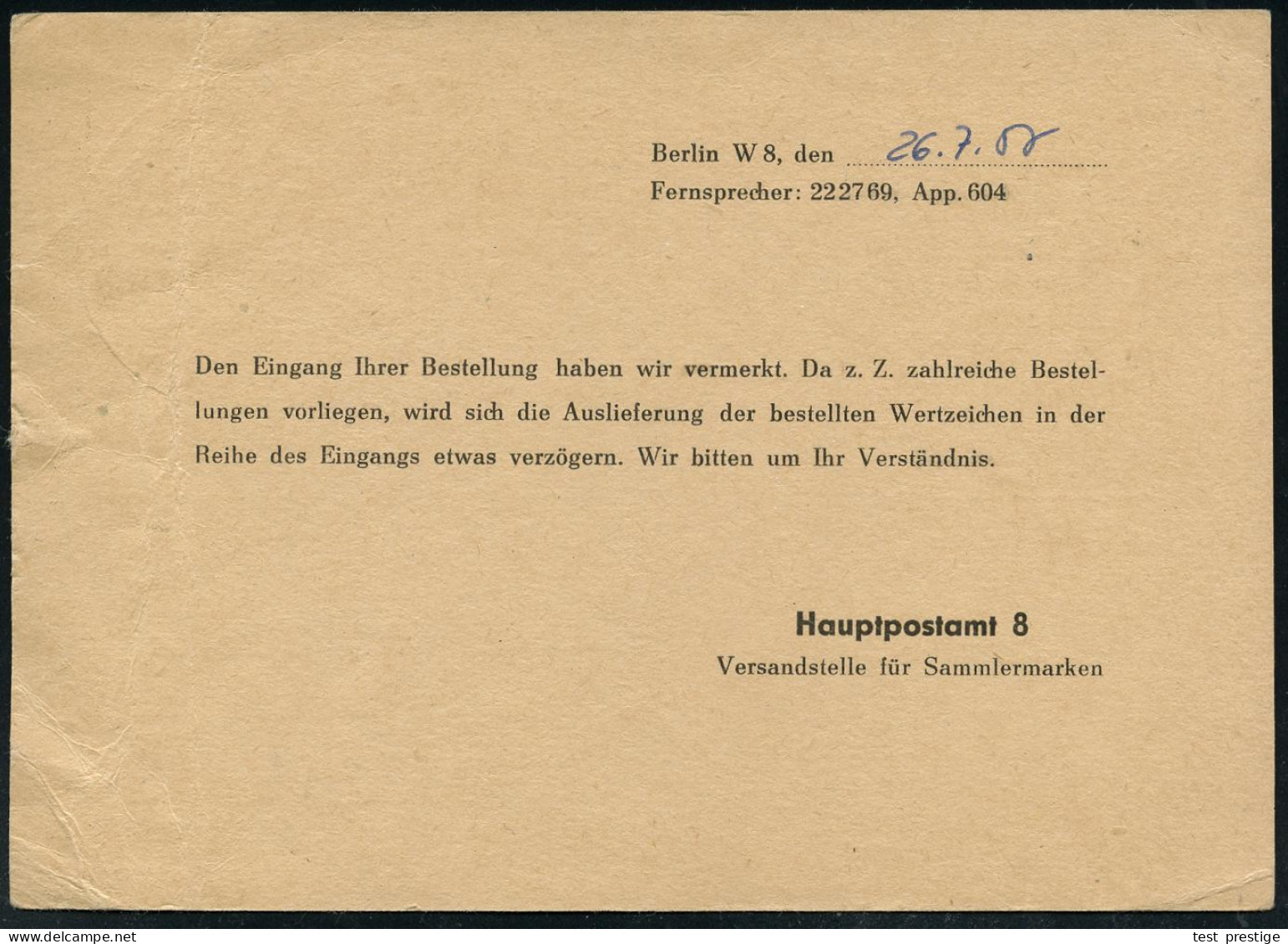 BERLIN W8/ 1857../ Clara Zetkin 100.Geburtstag 1957 (26.7.) HWSt = Brustbild Zetkin + Viol. 1K-HdN.: HAUPTPOSTAMT 8.., P - Other & Unclassified