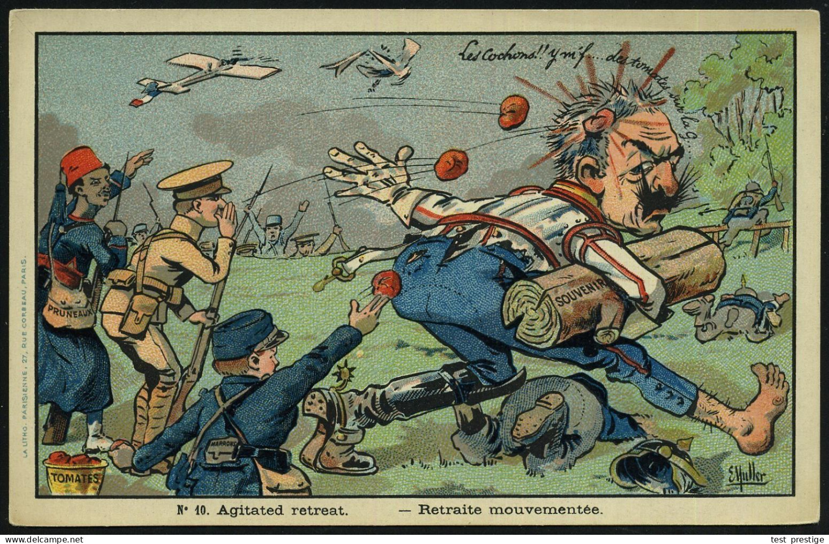 FRANKREICH 1914 Color-Litho-Propaganda-Künstler-Ak. No.10: Aufregender Rückzug.. Wilhelm II. Auf Der Flucht, Entente Bew - Otros & Sin Clasificación