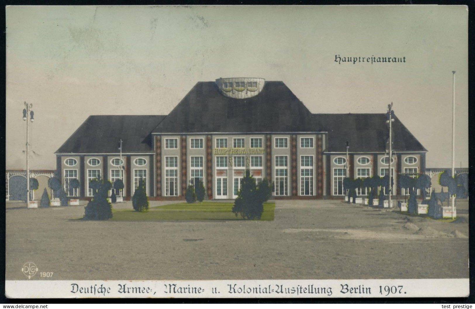 BERLIN-SCHÖNEBERG/ ARMEE-/ MARINE-U./ KOLONIAL-/ AUSSTELLUNG 1907 (6.9.) SSt Auf Offiz. Color-Ausstellungs-Sonderkarte:  - Autres & Non Classés